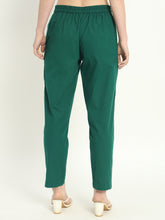 BOTTLE GREEN COTTON PANTS - SKYTICK